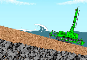 Amphibious bulldozer construction method